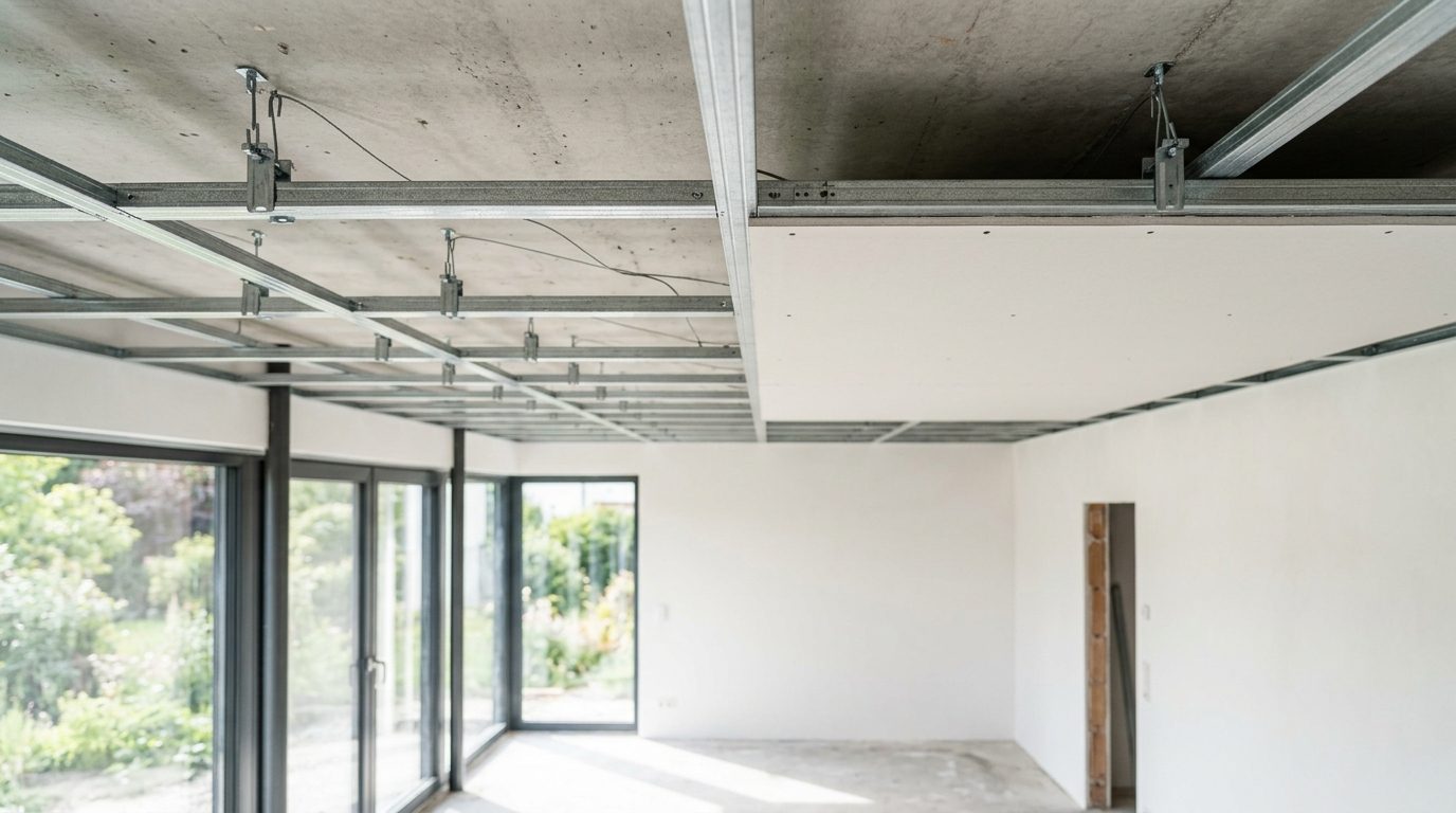 Abgehängte Decke mit Metall-Unterkonstruktion im Innenausbau